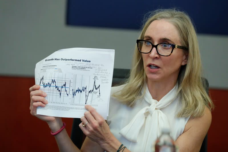 Heather McPherson, a co-portfolio manager and analyst at T. Rowe Price, speaks during a Reuters investment summit in New York City