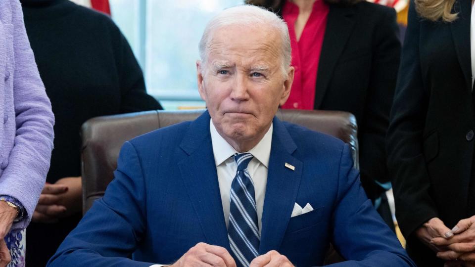 PHOTO: President Joe Biden looks on after signing a Presidential Memorandum establishing the first-ever White House Initiative on Women's Health Research, in the Oval Office of the White House in Washington, DC, on November 13, 2023. (Saul Loeb/AFP via Getty Images)