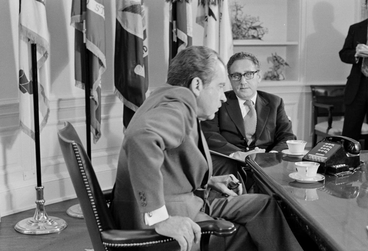 In this Oct. 9, 1973, file photo, President Richard Nixon meets Secretary of State Henry Kissinger in the Oval Office of the White House in Washington. (Photo: ASSOCIATED PRESS)