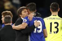 Britain Football Soccer - Chelsea v Southampton - Premier League - Stamford Bridge - 25/4/17 Chelsea manager Antonio Conte celebrates after the match with Diego Costa Action Images via Reuters / John Sibley Livepic