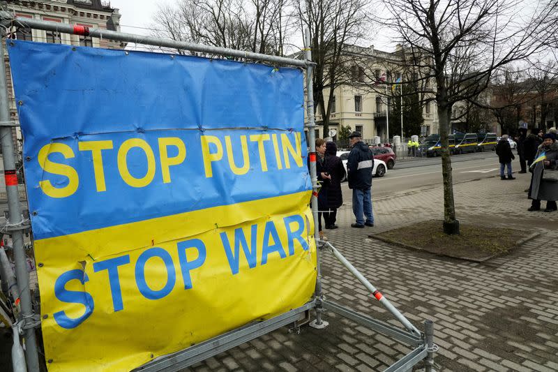 People vote during Russian election in Riga