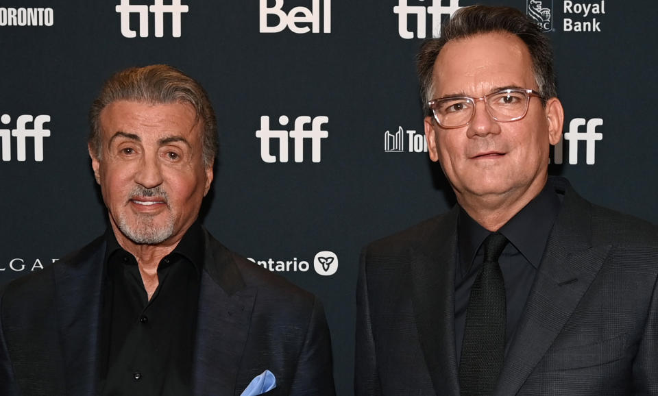 Stallone and Thom Zimny at the Toronto International Film Festival world premiere screening of Sly. (Photo by Ryan Emberley/Getty Images for Netflix)