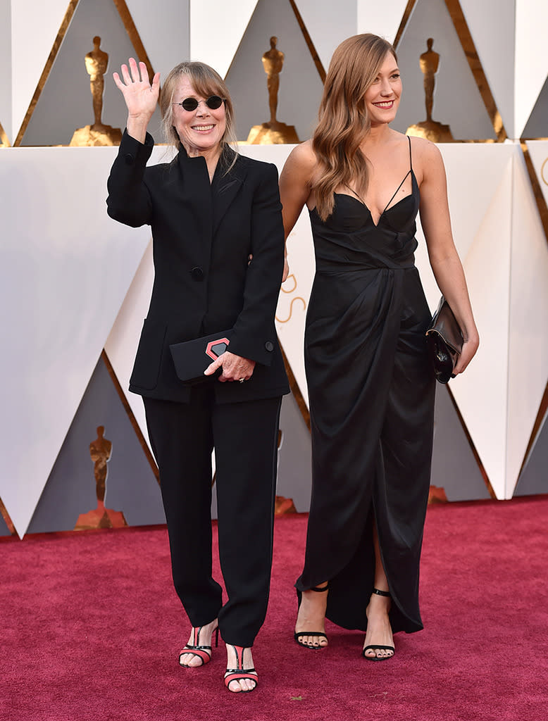 Sissy Spacek and Schuyler Fisk attend the 88th Annual Academy Awards at the Dolby Theatre on February 28, 2016, in Hollywood, California.