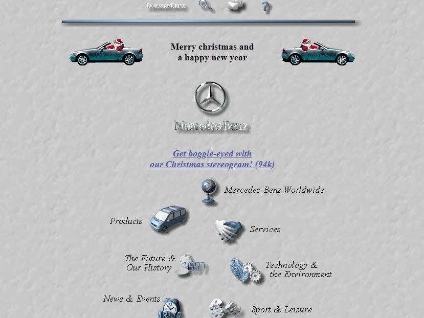 animated cars and the Mercedes-Benz logo on a gray background