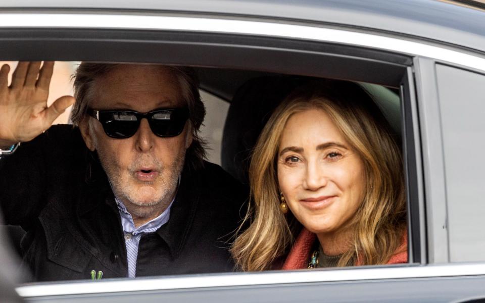 Sir Paul McCartney arrives at his show with his wife Nancy Shevell - APEX