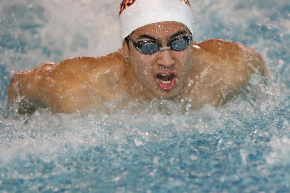 Ryan Lalani, of Mountain Lakes, swims in Wayne. Wednesday, February 17, 2022