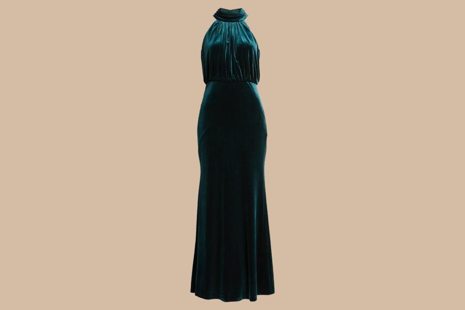 Eliza J Mock Neck Blouson Gown in Hunter