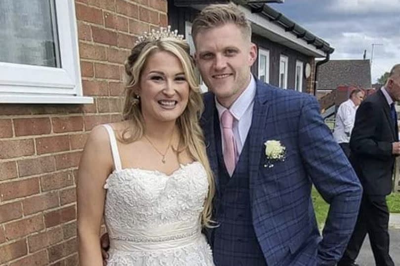 Amy Louise Barnes and Rhys Pryor at their money saving wedding.