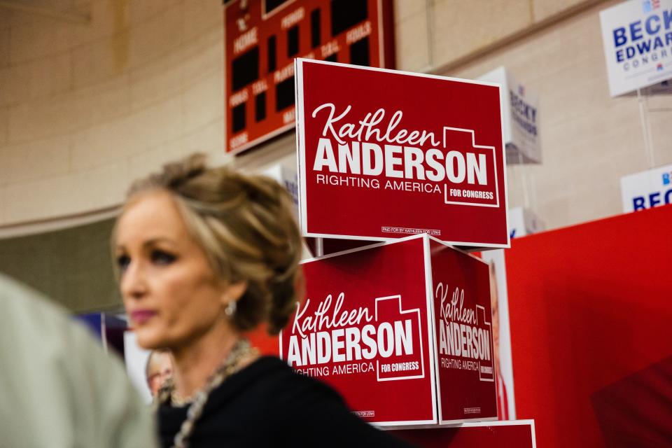 Utah Congressional 2nd District candidate Kathleen Anderson speaks with delegates during the Utah Republican Party’s special election at Delta High School in Delta on June 24, 2023. | Ryan Sun, Deseret News
