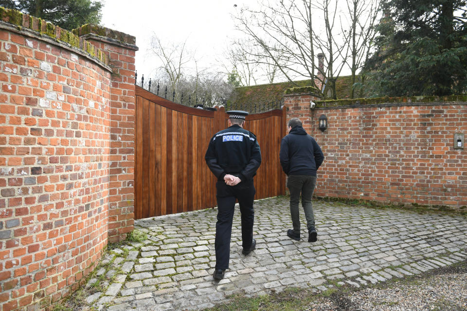 Police outside Flint’s home in North End, Dunmow in Essex (PA)