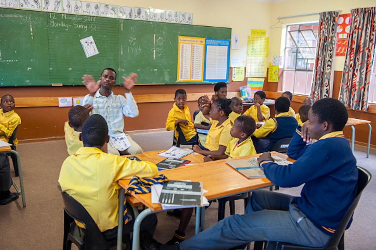 Deaf students at the Khulani Special School learning sign language. Leisa Tyler/LightRocket via Getty Images