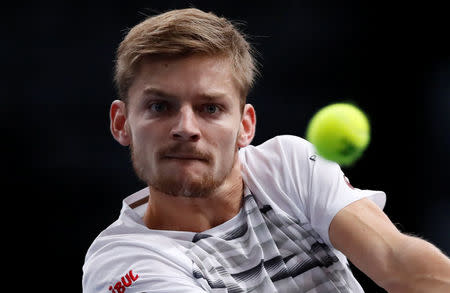 Tennis - Paris Masters tennis tournament third round - Paris, France - 3/11/2016. David Goffin of Belgium returns the ball. REUTERS/Gonzalo Fuentes