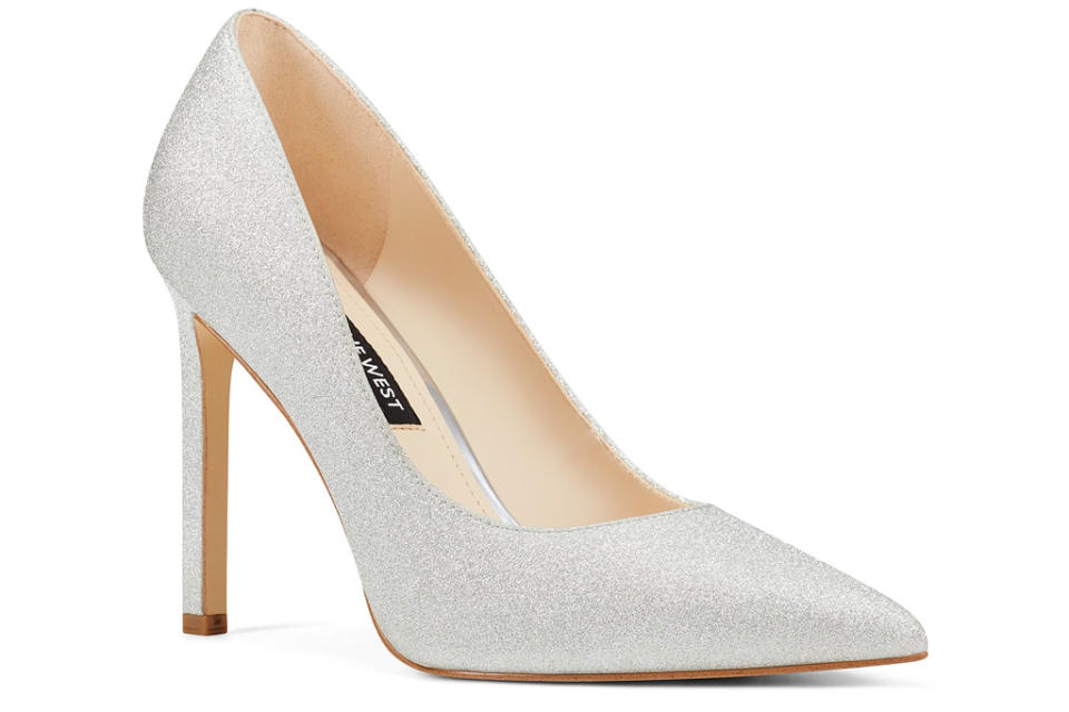 glittery heels, pumps, nine west