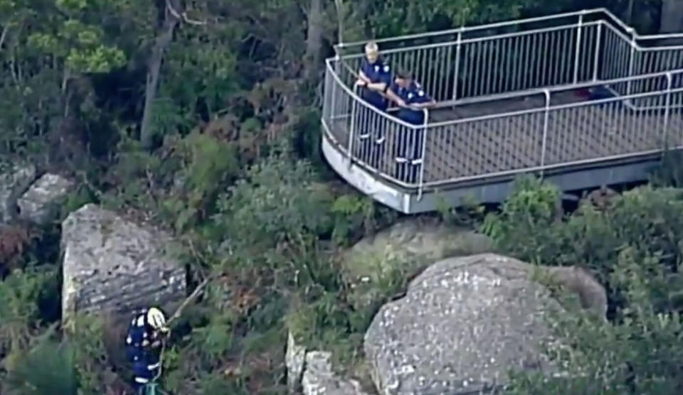 Rescuers at the scene at Mount Keira near Wollongong in the Illawarra region. Source: Nine News