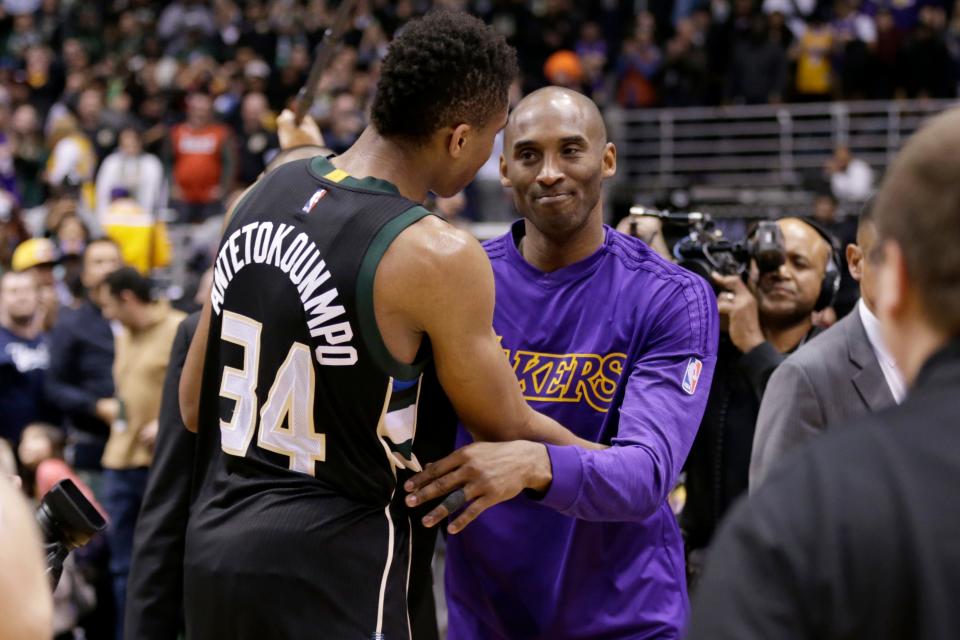 Giannis Antetokounmpo and Kobe Bryant developed a relationship over the years. The Bucks star was inspired by the Lakers legend, who challenged Antetokounmpo to chase greatness.
