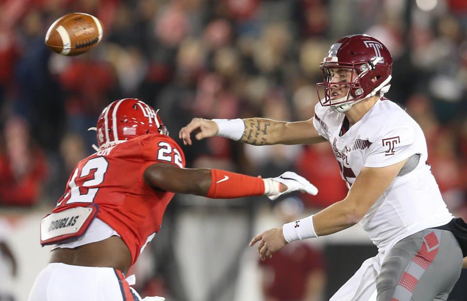 Anthony Russo passes for Temple against Houston.