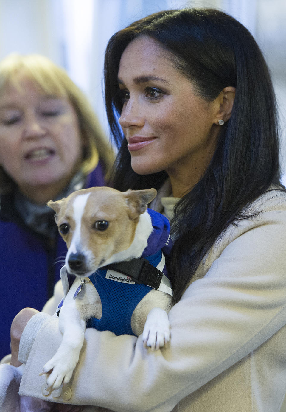 A well-wisher, Peggy McEachrom, appeared delighted to meet the Duchess and said: “You’re a fat lady,” referring to Meghan’s baby bump. Photo: Getty Images