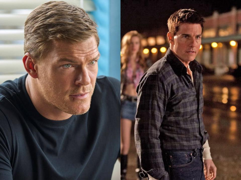 Alan Ritchson as Jack Reacher and Tom Cruise as Jack Reacher.