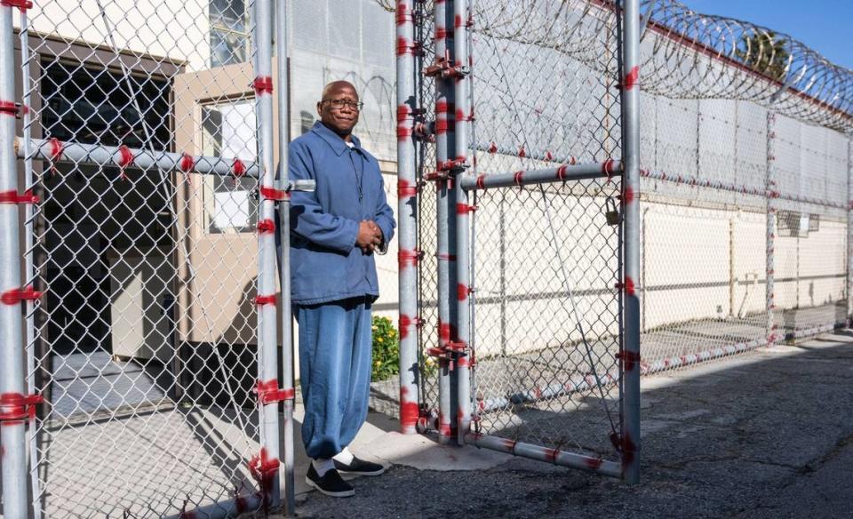 Lamar Causey a participant in the San Quentin State Prison Enhancement Outpatient Program stands at the prison on Friday, March 17, 2023. Gov. Gavin Newsom on Friday announced that by 2025, the 171-year-old penitentiary would be converted from a maximum-security prison into a rehabilitation and education facility within the prison system.