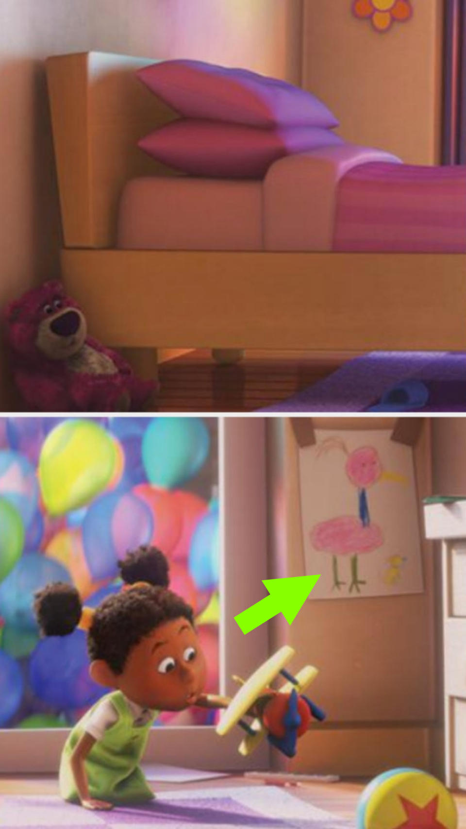 Kevin the bird and Dug the dog foreshadowing moment in "Up"