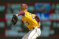 FILE - In this April 20, 2019, file photo, Minnesota pitcher Max Meyer throws against Oklahoma during an NCAA college baseball game, in Minneapolis. Meyer is expected to be an early selection in the Major League Baseball draft. (AP Photo/Andy Clayton-King, File)