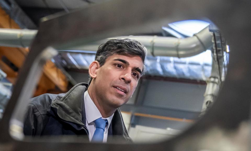 <span>Rishi Sunak has been attempting to reassure Tory MPs that the economy is turning a corner.</span><span>Photograph: Danny Lawson/Reuters</span>