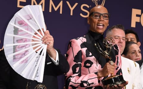 RuPaul claiming an Emmy for Outstanding Competition Program earlier this week - Credit: &nbsp;AFP