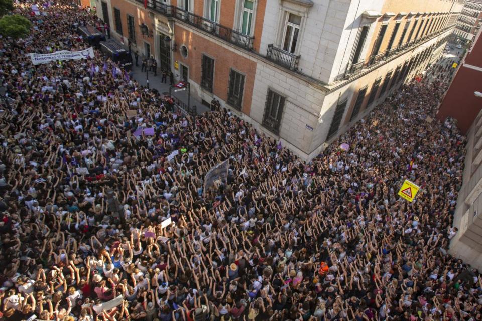 Huge protests: Campaigners descended on the streets of Madrid over the case (Getty Images)