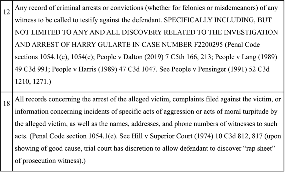 The two Cain Velasquez defense requests partially approved by Judge Jessica Delgado.