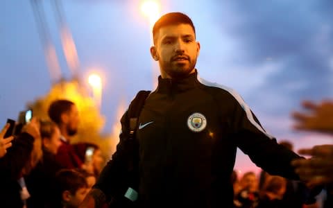 Sergio Aguero of Manchester City arrives at the stadium - Credit: GETTY IMAGES