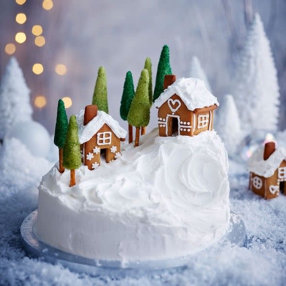 <p>Let our winter wonderland Christmas cake recipe transport you to a charming Swiss alpine village – it’s fun to make, too, with mini <a href="https://www.goodhousekeeping.com/uk/food/recipes/a564670/easy-gingerbread-recipe/" rel="nofollow noopener" target="_blank" data-ylk="slk:gingerbread houses;elm:context_link;itc:0;sec:content-canvas" class="link ">gingerbread houses</a> for added festive flavour.</p><p><strong>Recipe: <a href="https://www.goodhousekeeping.com/uk/food/recipes/a29887593/alpine-christmas-cake/" rel="nofollow noopener" target="_blank" data-ylk="slk:Alpine Christmas cake;elm:context_link;itc:0;sec:content-canvas" class="link ">Alpine Christmas cake</a> </strong><br><br></p>