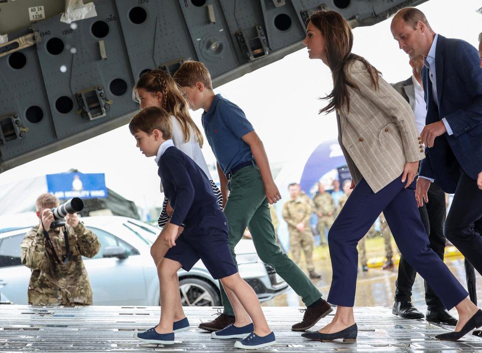 Prince William and Catherine, Princess of Wales, with their children at the Air Tattoo at RAF Fairford (Chris Jackson / POOL / AFP via Getty Images)