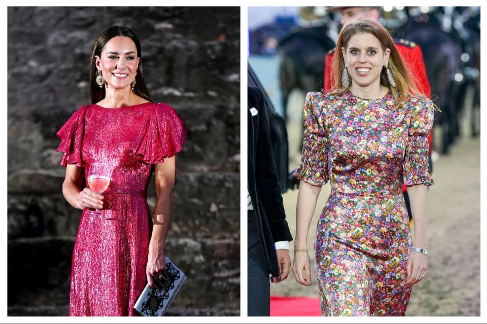 The Princess of Wales and Princess Beatrice wearing Vampire’s Wife (Jane Barlow/PA Wire; Steve Parsons/PA Wire)