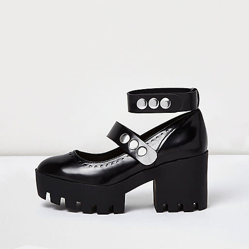 Black Stud Chunky Mary Jane Shoes