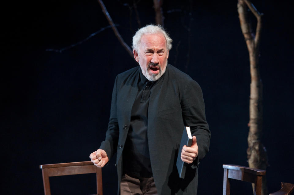 In this undated theater image released by Brooklyn Academy of Music, Simon Callow performs in "Being Shakespeare" a new play by Jonathan Bate presented by the Brooklyn Academy of Music at the BAM Harvey in New York. (AP Photo/Brooklyn Academy of Music, Stephanie Berger)