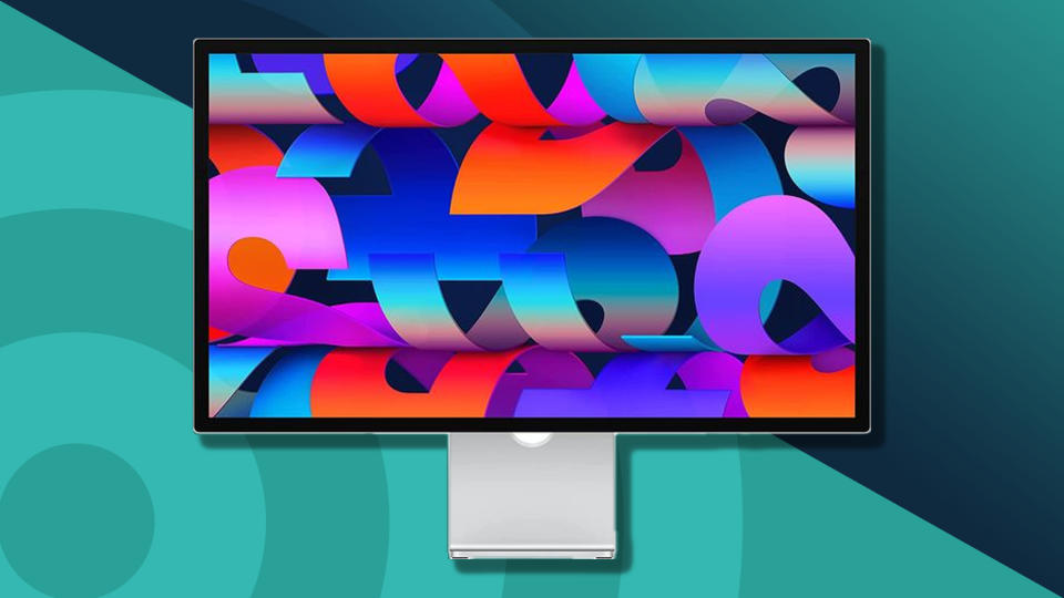 A Mac Studio display, one of the best monitors for Mac Studio, against a techradar background