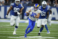 Los Angeles Rams' Cooper Kupp (10) runs during the second half of an NFL football game against the Indianapolis Colts, Sunday, Sept. 19, 2021, in Indianapolis. (AP Photo/AJ Mast)