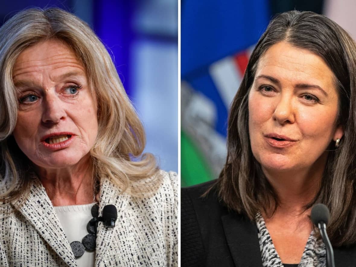 NDP Leader Rachel Notley and UCP Leader Danielle Smith will face off in a live debate 11 days before Albertans go to the polls. (Jeff McIntosh/The Canadian Press - image credit)