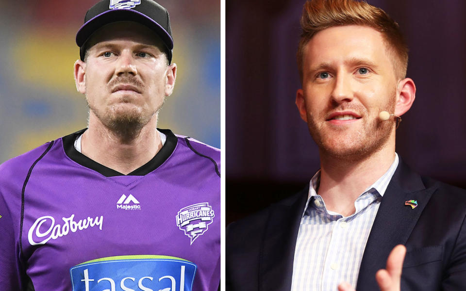 Australian cricketer James Faulkner has been slammed by prominent LGBTIQ+ activists, including footballer and Greens candidate Jason Ball. Pictures: Getty/AAP