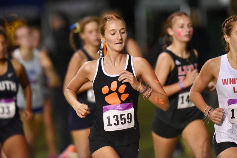 Brighton's Elle Bissett leads Livingston County girls cross country runners in 2023 with a time of 18:26.5.