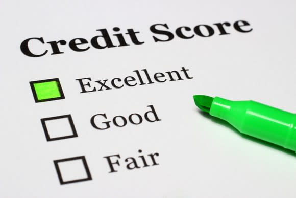 Credit Score possibilities of excellent, good and fair -- and "excellent" is highlighted.