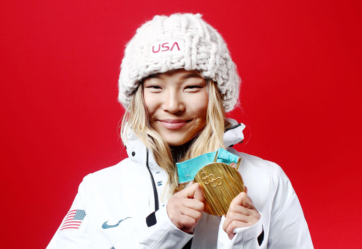 Chloe Kim won a gold medal in the women's snowboard halfpipe event in the Pyeongchang Olympics. (Photo: Marianna Massey via Getty Images)