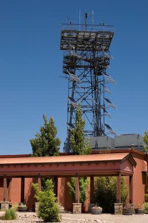 Solar panel and antenna tower at Jerry McMullin's bunker stand 100-feet tall in Yellow Jacket, Colorado, U.S. in this May 2012 photo released on September 21, 2017. Courtesy Jennifer Koskinen/Handout via REUTERS