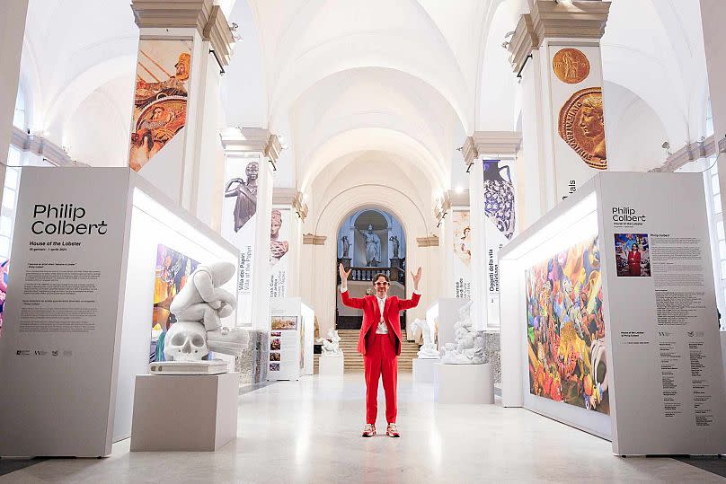 Philip Colbert photographed at the opening of his latest exhibition 'HOUSE OF THE LOBSTER' at the National Archaeological Museum of Naples