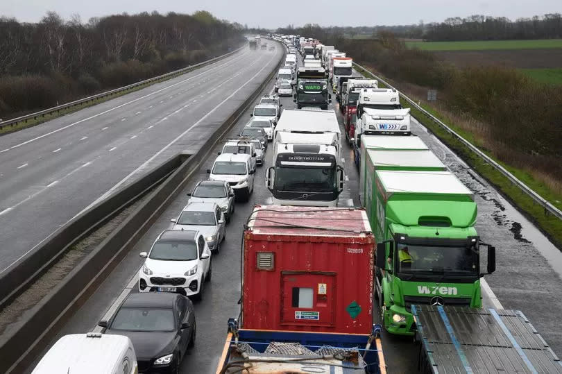 Traffic build-up on the M180 because of  bridge repairs