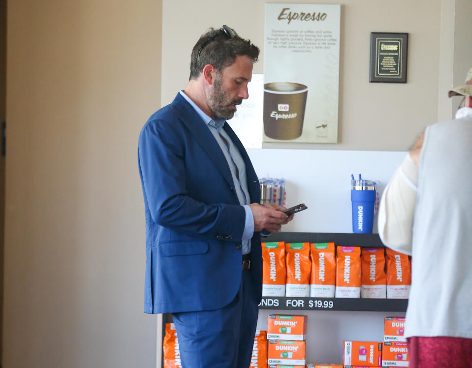 ben in line at a dunkin