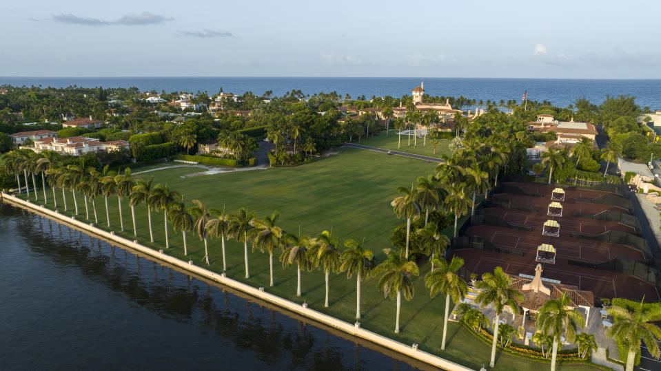 FILE - An aerial view of President Donald Trump's Mar-a-Lago estate is pictured, Wednesday, Aug. 10, 2022, in Palm Beach, Fla. (AP Photo/Steve Helber)