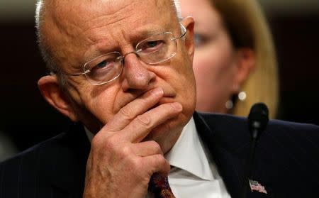 Director of National Intelligence James Clapper Jr. testifies before a Senate Armed Services Committee hearing on "Foreign Cyber Threats to the United States" on Capitol Hill in Washington, U.S., January 5, 2017. REUTERS/Kevin Lamarque