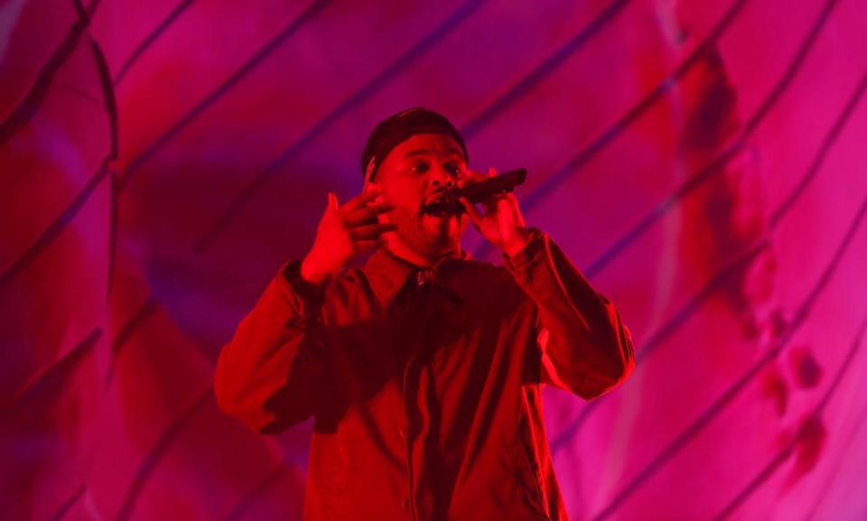 The Weeknd performing at Coachella 2018.