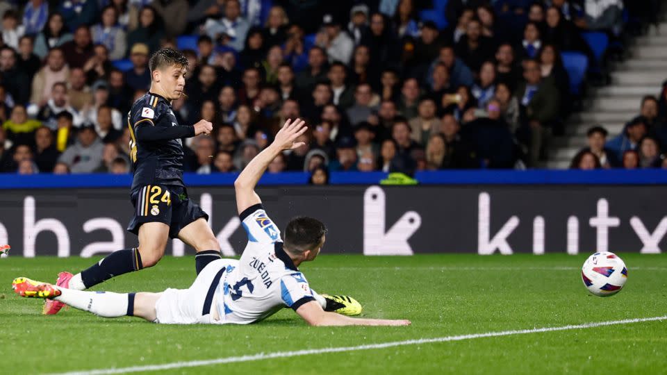 Güler scored the only goal in the 1-0 win against Real Sociedad. - Helios de la Rubia/Real Madrid/Getty Images